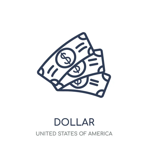 美元图标 美元线性符号设计从美国集合 简单的大纲元素向量例证在白色背景 — 图库矢量图片