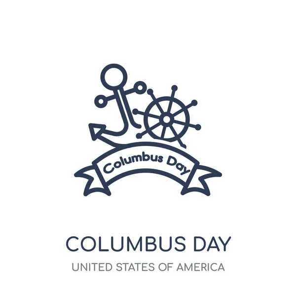 Kolomb Günü Simgesi Kolomb Günü Doğrusal Sembolü Tasarım Amerika Birleşik — Stok Vektör