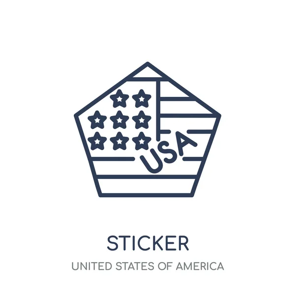 Icono Etiqueta Etiqueta Engomada Diseño Símbolo Lineal Los Estados Unidos — Vector de stock