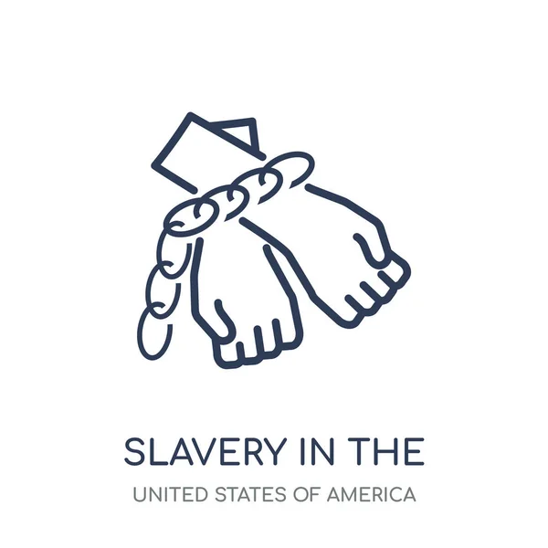 アメリカ合衆国アイコンの奴隷 アメリカ合衆国のコレクションからアメリカ合衆国線形シンボル デザインの奴隷 白い背景の上の簡単なアウトライン要素ベクトル図 — ストックベクタ