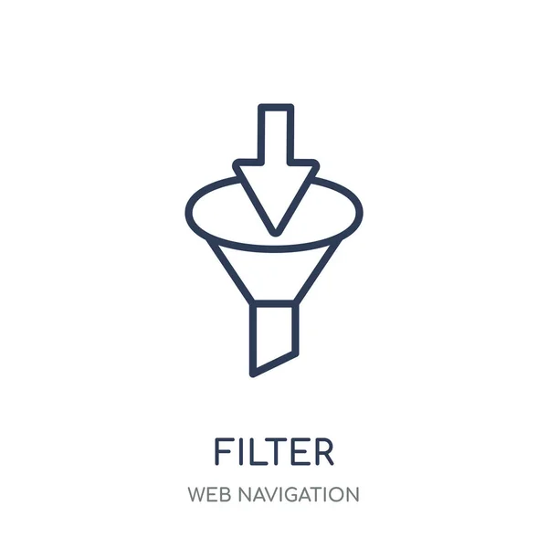フィルター アイコン Web ナビゲーション コレクションから線形シンボル デザインをフィルターします 白い背景の上の簡単なアウトライン要素ベクトル図 — ストックベクタ
