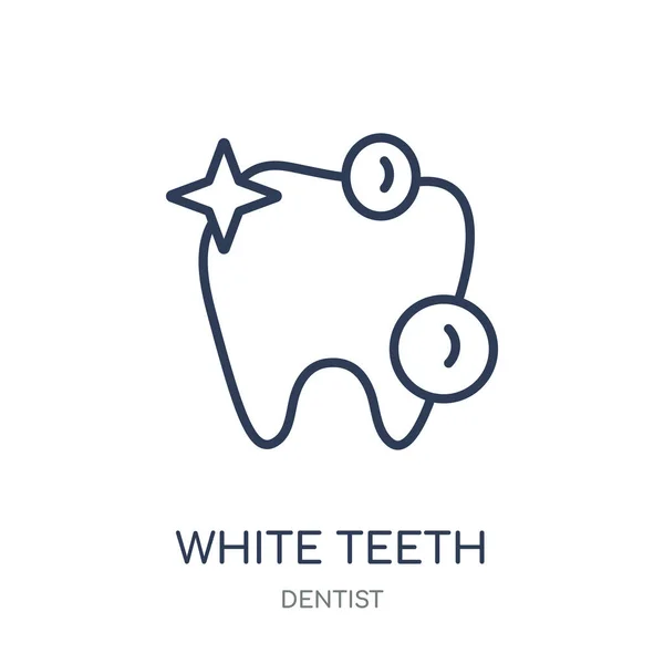 Εικονίδιο Λευκά Δόντια Άσπρα Δόντια Σύμβολο Γραμμική Σχεδίαση Από Οδοντίατρο — Διανυσματικό Αρχείο