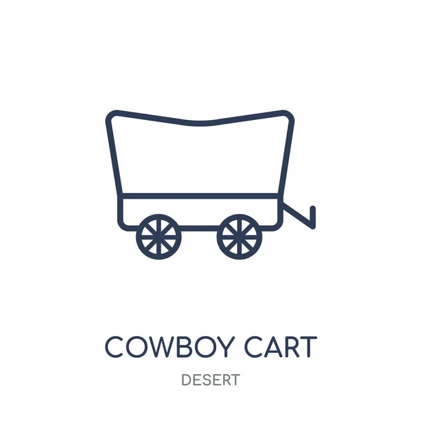Cowboy Szekér Ikonra Cowboy Szekér Lineáris Szimbólum Design Sivatagi Gyűjteményből — Stock Vector