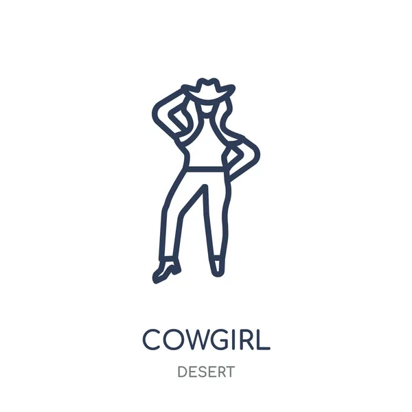 Cowgirl Ikone Cowgirl Lineares Symboldesign Aus Der Wüstensammlung Einfache Darstellung — Stockvektor