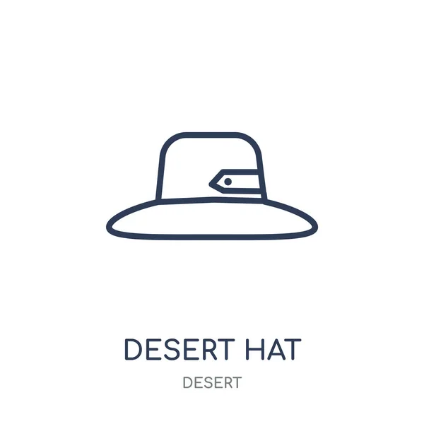 砂漠の帽子のアイコン 帽子線形シンボル デザインを砂漠砂漠コレクションから 白い背景の上の簡単なアウトライン要素ベクトル図 — ストックベクタ