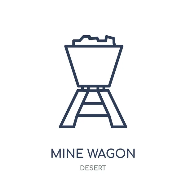 Minenwagen Symbol Minenwagen Lineares Symboldesign Aus Der Wüstensammlung Einfache Darstellung — Stockvektor