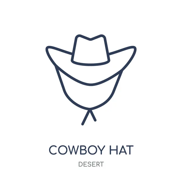 Ícone Chapéu Cowboy Cowboy Chapéu Design Símbolo Linear Coleção Desert — Vetor de Stock
