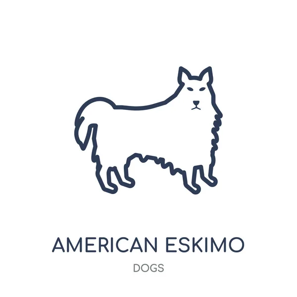Americký Eskymácký Pes Pes Ikona Americký Eskymácký Pes Pes Lineární — Stockový vektor