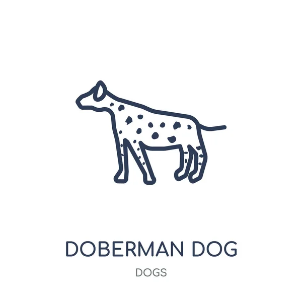 Собачья Икона Добермана Doberman Собака Линейный Дизайн Символов Коллекции Собак — стоковый вектор