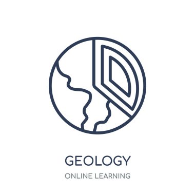 Jeoloji simgesi. Jeoloji doğrusal sembolü tasarım koleksiyonu öğrenme Online.