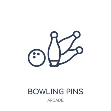 Bowling pin simgesi. Bowling pin doğrusal sembolü tasarım Arcade Collection.