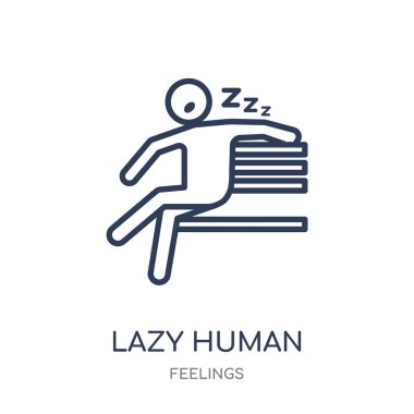tembel insan kutsal kişilerin resmi. tembel insan doğrusal sembolü tasarım duygular koleksiyonundan. Beyaz arka plan üzerinde basit anahat öğesi vektör çizim.