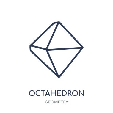 Octahedron simgesi. Geometri koleksiyonundan octahedron doğrusal sembolü tasarım. Beyaz arka plan üzerinde basit anahat öğesi vektör çizim.