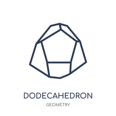 dodecahedron simgesi. dodecahedron doğrusal sembolü tasarım geometri koleksiyonundan. Beyaz arka plan üzerinde basit anahat öğesi vektör çizim.