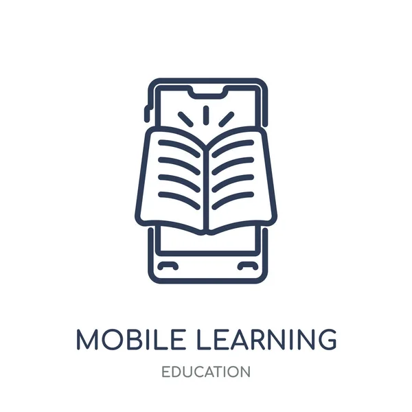 Иконка Мобильного Обучения Мобильное Обучение Линейному Дизайну Символов Коллекции Education — стоковый вектор