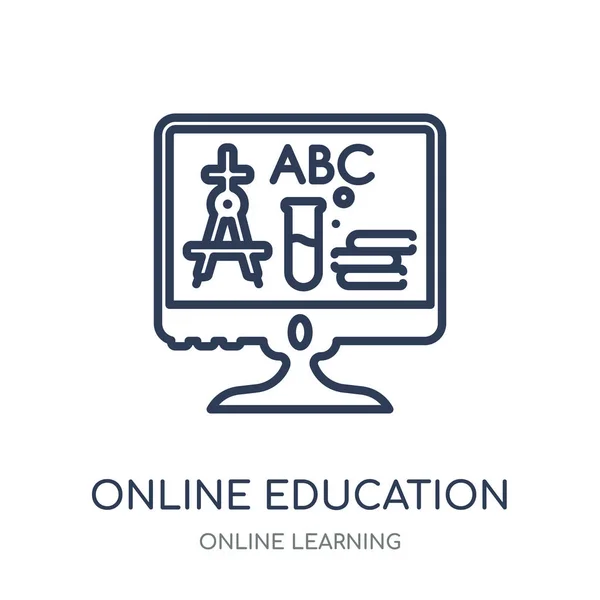 Online Bildungsikone Lineares Design Von Online Bildungssymbolen Aus Online Lernsammlung — Stockvektor