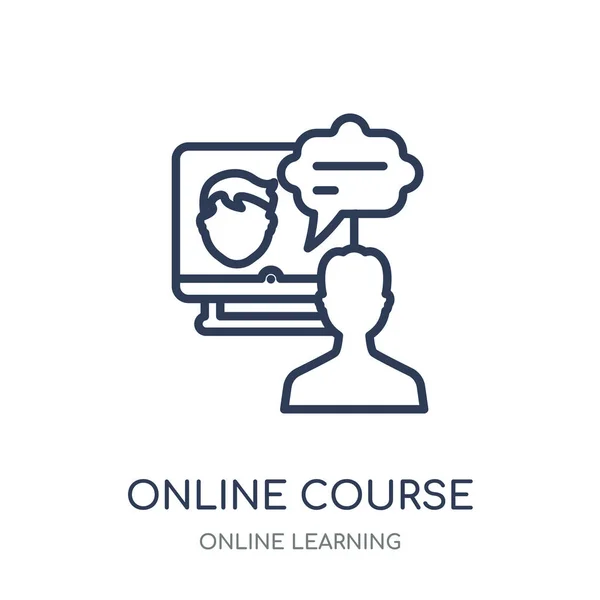 オンライン コースのアイコン オンライン学習の収集からオンライン コース線形シンボル デザイン — ストックベクタ