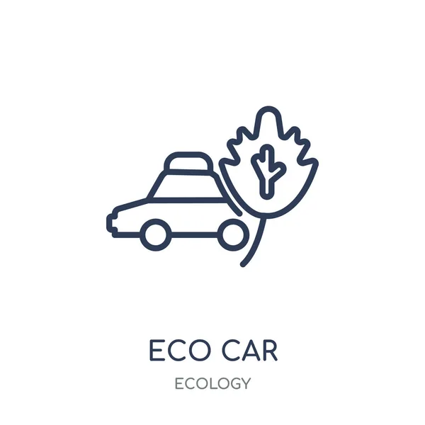 生态汽车图标 生态汽车线性符号设计从生态学收集 简单的大纲元素向量例证在白色背景 — 图库矢量图片