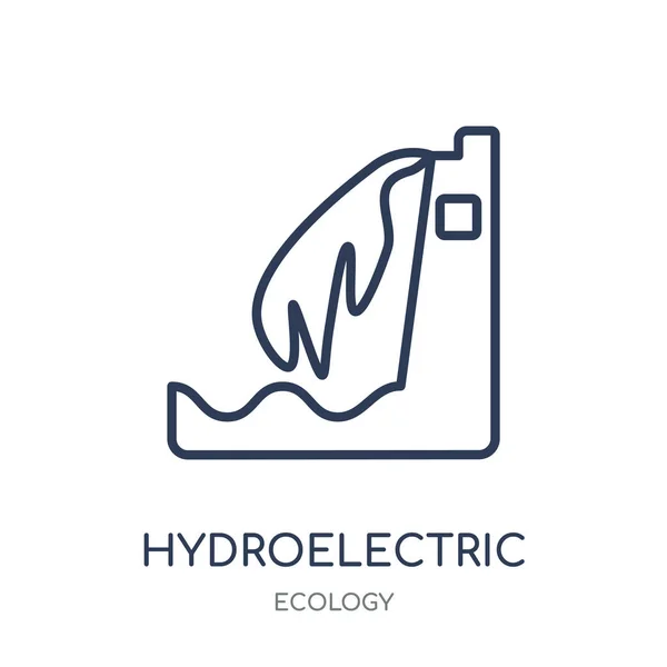 Ícone Central Hidroeléctrica Projeto Símbolo Linear Usina Hidrelétrica Coleção Ecologia — Vetor de Stock