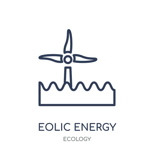 Eolische Energie Pictogram Eolische Energie Lineaire Symbool Ontwerp Uit Ecologie — Stockvector