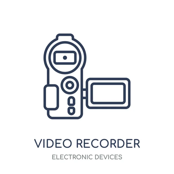 Icono Grabadora Vídeo Grabadora Vídeo Diseño Símbolo Lineal Colección Dispositivos — Vector de stock