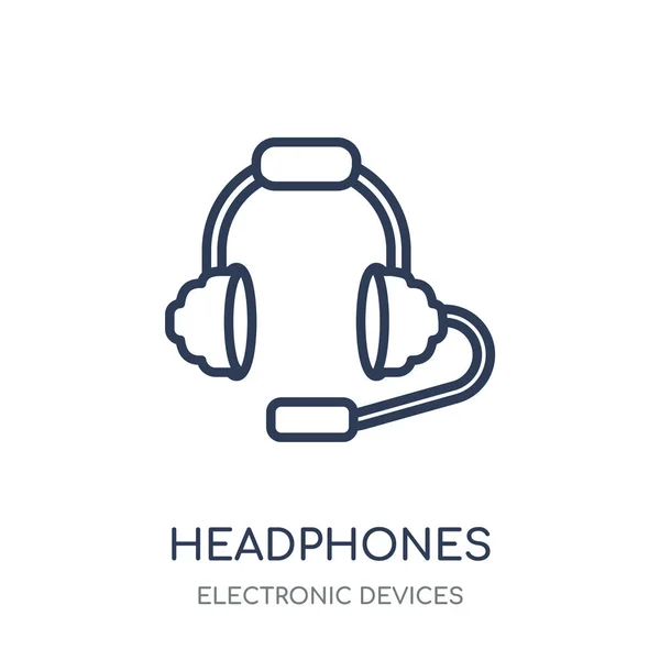 Icono Auriculares Auriculares Diseño Símbolo Lineal Colección Dispositivos Electrónicos — Vector de stock