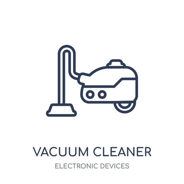 Значок Пылесоса Линейный Дизайн Вакуумного Очистителя Коллекции Электронных Устройств — стоковый вектор