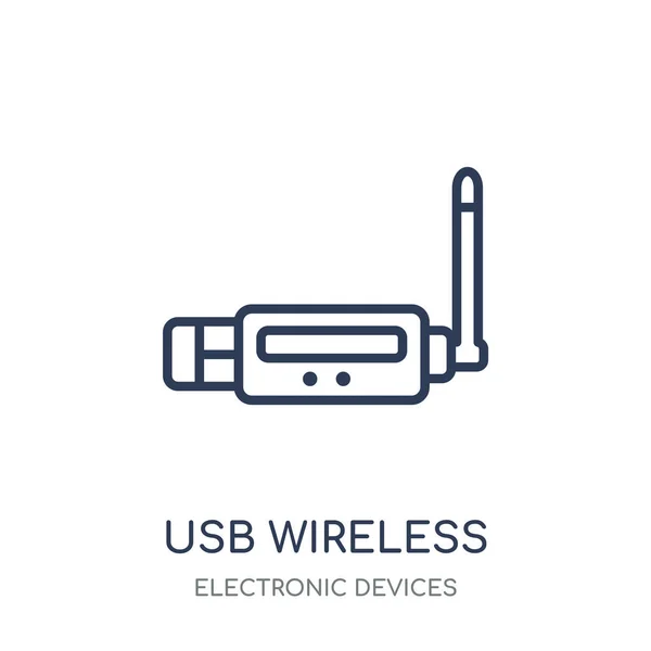 Usb Wireless Адаптер Значок Usb Беспроводной Адаптер Линейный Дизайн Символов — стоковый вектор