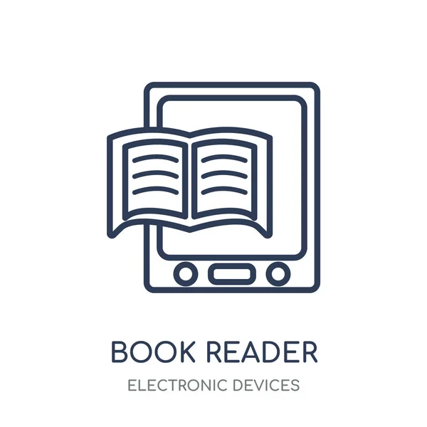 Ícone Leitor Livros Leitor Livros Design Símbolos Lineares Coleção Dispositivos —  Vetores de Stock