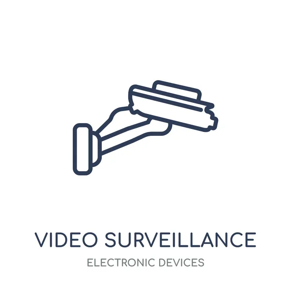 ビデオ監視アイコン 電子デバイス コレクションからビデオ監視線形シンボル デザイン — ストックベクタ