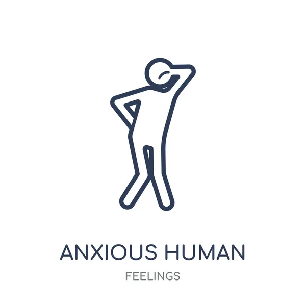 Icono Humano Ansioso Diseño Símbolo Lineal Humano Ansioso Colección Feelings — Vector de stock
