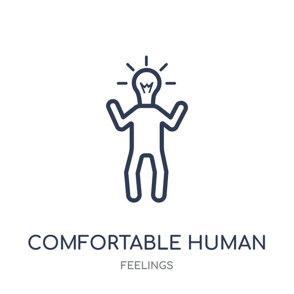 Icono Humano Cómodo Cómodo Diseño Símbolo Lineal Humano Colección Feelings — Archivo Imágenes Vectoriales