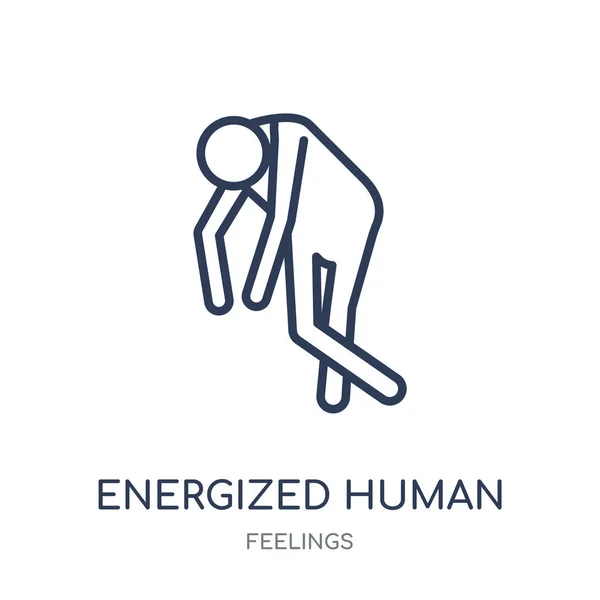 Icono Humano Energizado Diseño Símbolo Lineal Humano Energizado Colección Feelings — Archivo Imágenes Vectoriales