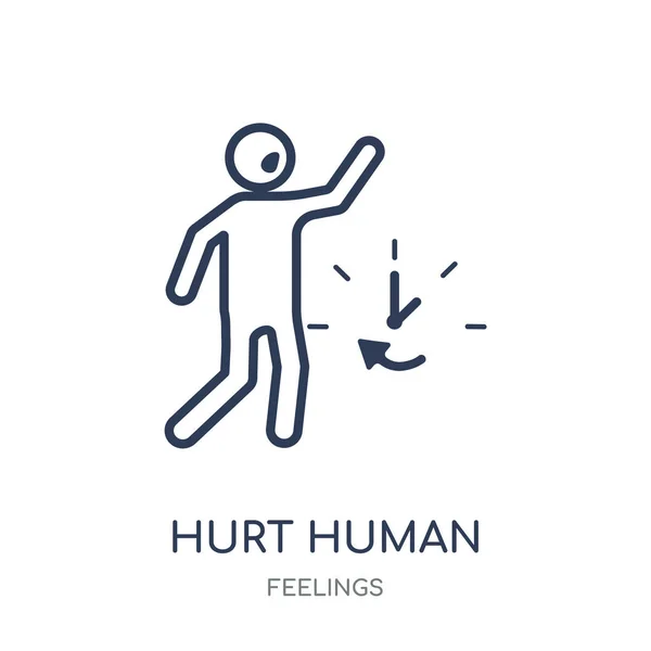 伤害人类的偶像 伤害人类线性符号设计从感情收集 简单的大纲元素向量例证在白色背景 — 图库矢量图片