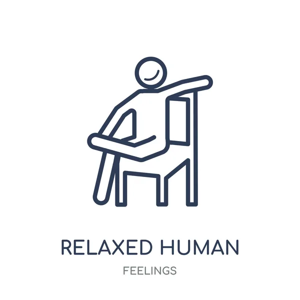 Icono Humano Relajado Diseño Símbolo Lineal Humano Relajado Colección Feelings — Archivo Imágenes Vectoriales