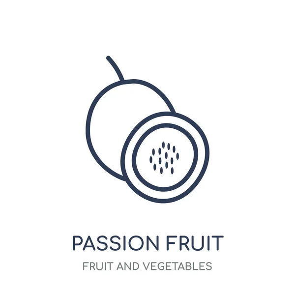 Icono Fruta Pasión Diseño Símbolo Lineal Fruta Pasión Colección Frutas — Vector de stock
