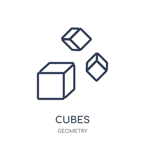 キューブのアイコン ジオメトリのコレクションから線形シンボル デザインをキューブします 白い背景の上の簡単なアウトライン要素ベクトル図 — ストックベクタ