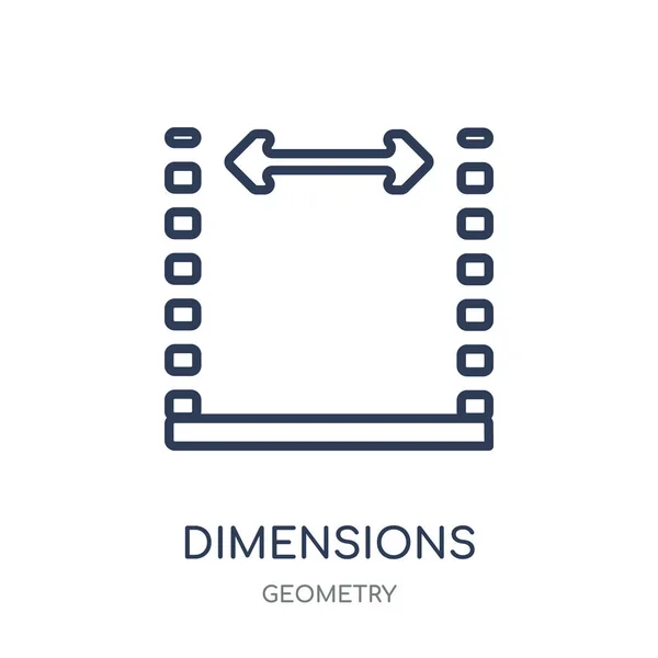 Значок Розмірів Розміри Лінійного Дизайну Символів Колекції Геометрія Проста Контурна — стоковий вектор