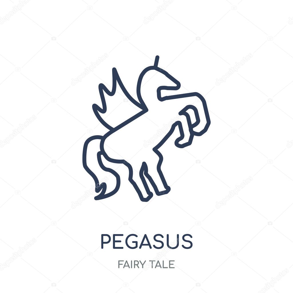 Pegasus icon. Pegasus linear symbol design from Fairy tale collection. Simple outline element vector illustration on white background.