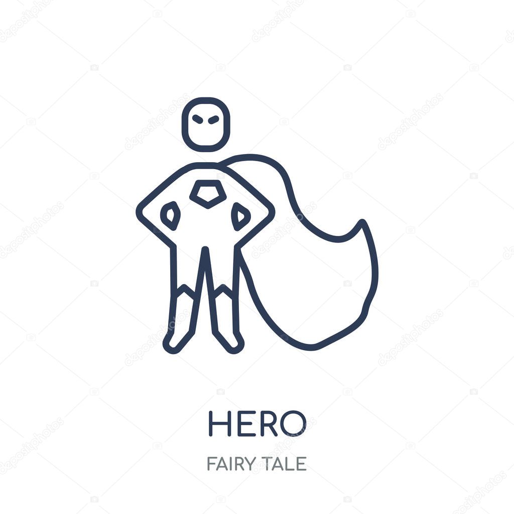 Hero icon. hero linear symbol design from Fairy tale collection. Simple outline element vector illustration on white background.
