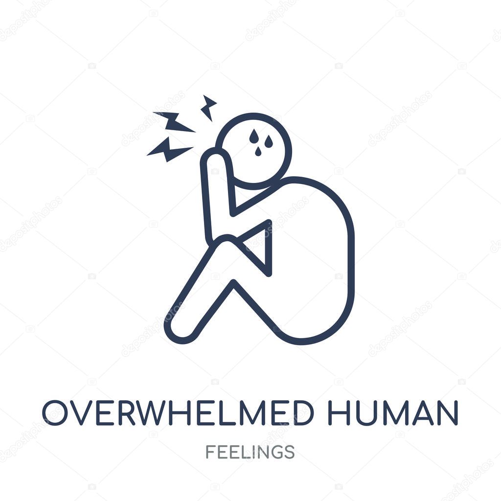 overwhelmed human icon. overwhelmed human linear symbol design from Feelings collection. Simple outline element vector illustration on white background.