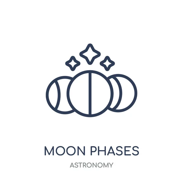 Icône Phases Lune Phases Lune Conception Symboles Linéaires Collection Astronomie — Image vectorielle