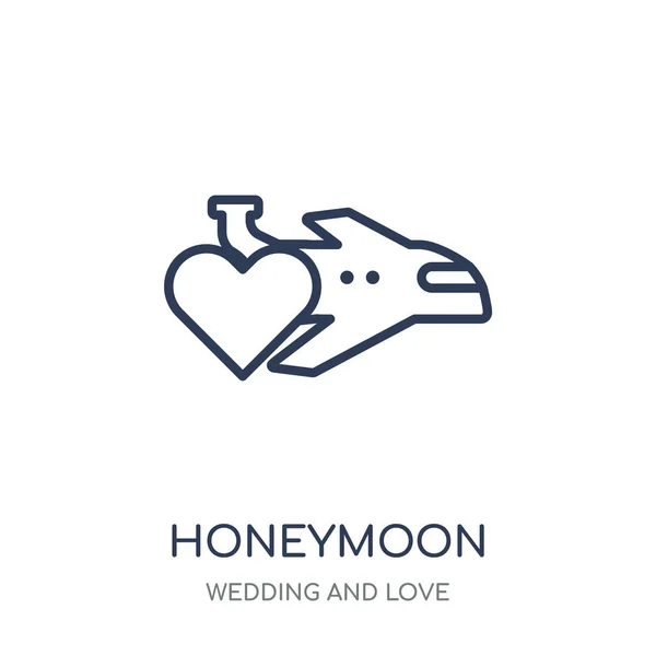 蜜月图标 蜜月线性符号设计从婚礼和爱情收藏 简单的大纲元素向量例证在白色背景 — 图库矢量图片