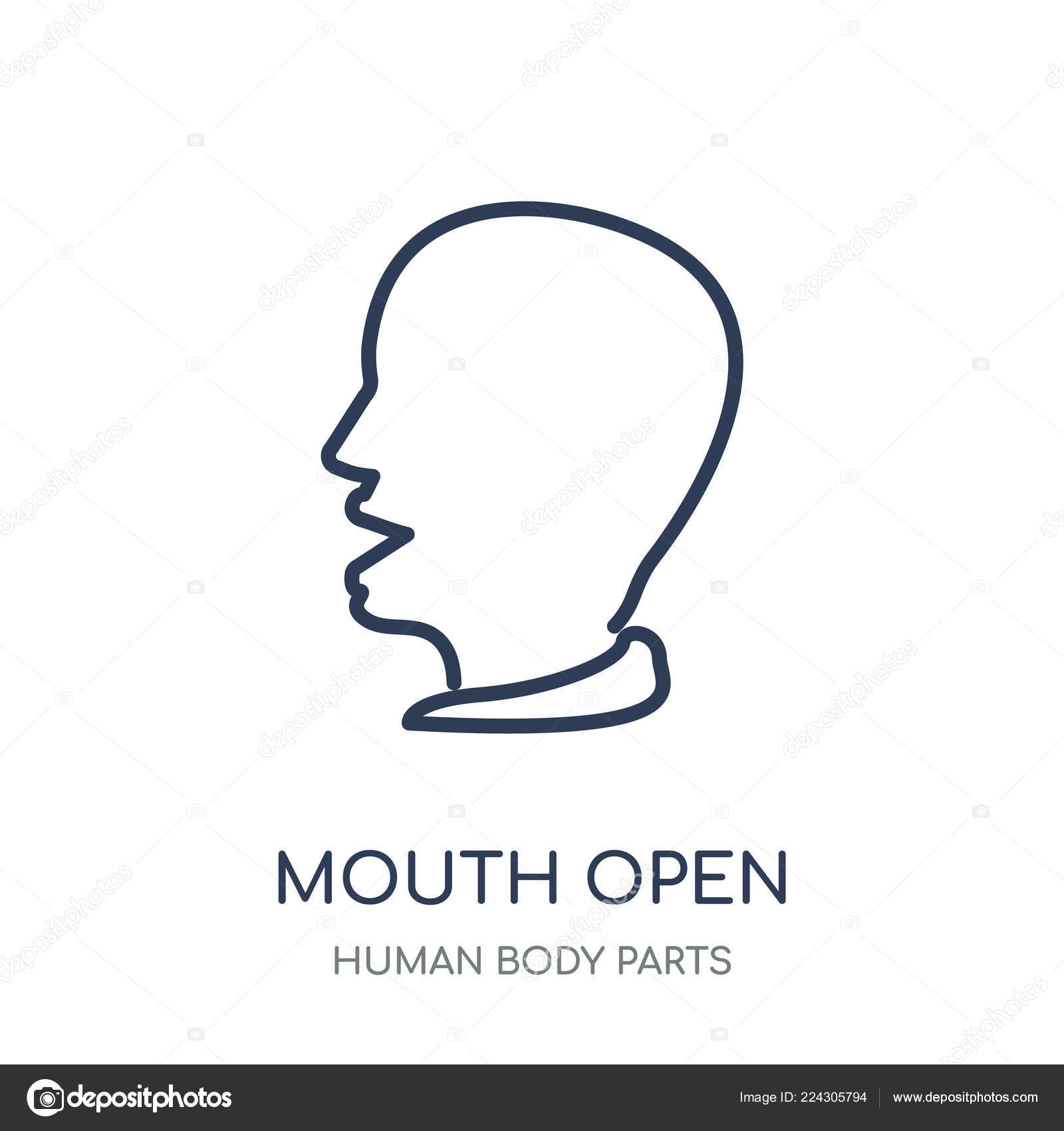 Mouth Open Icon Mouth Open Linear Symbol Design Human Body Stock Vector