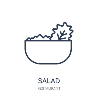 Salata simgesi. Salata doğrusal sembolü tasarım Restoran koleksiyonundan. Beyaz arka plan üzerinde basit anahat öğesi vektör çizim.