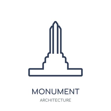 Anıt simgesi. Anıt doğrusal sembolü tasarım mimari koleksiyonundan. Beyaz arka plan üzerinde basit anahat öğesi vektör çizim.