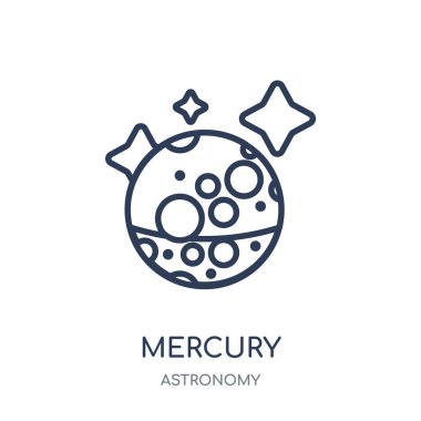 Mercury simgesi. Mercury doğrusal sembolü tasarım astronomi Collection.