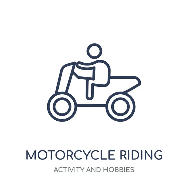 Motorcycle riding icon. Motorcycle riding linear symbol design from Activity and Hobbies collection. Simple outline element vector illustration on white background.