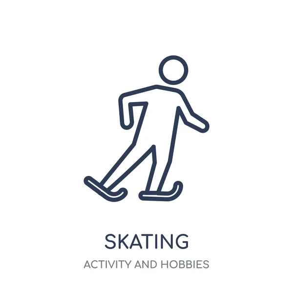 スケートのアイコン 活動や趣味のコレクションからスケートの線形シンボル デザイン 白い背景の上の簡単なアウトライン要素ベクトル図 — ストックベクタ