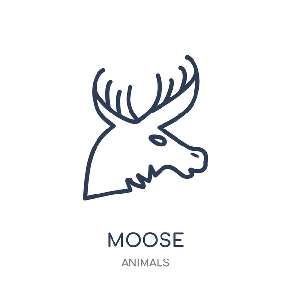 Icono Moose Diseño Símbolo Lineal Moose Colección Animals Esquema Simple — Vector de stock